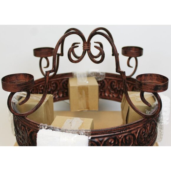 Taste of Home Napa 4 Votive Enter Plate Candle Centerpiece Rubbed Brown #3037 - Picture 3 of 9